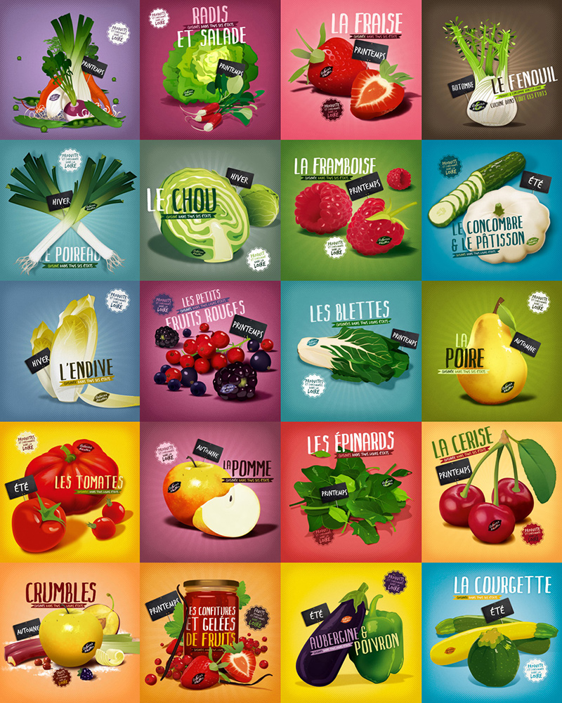 illustration produits locaux fruits et légumes